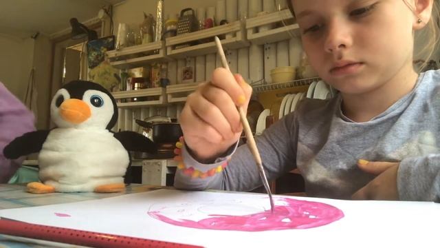 Алиса и нарисованный пончик #дети # рисунки #акварель