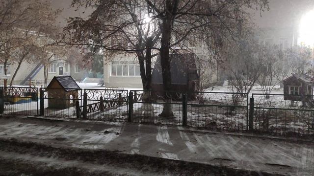 Курган. Первый снег. Звук падающего снега. Звуки ночного города