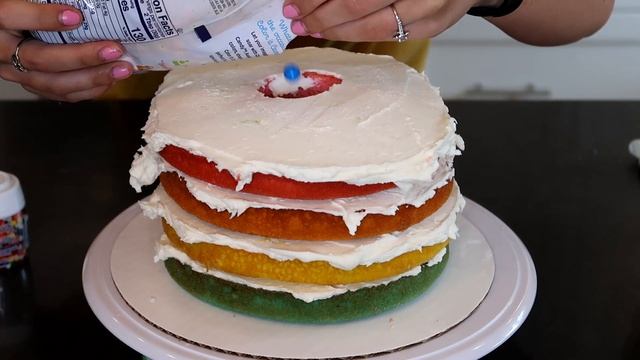 RAINBOW EXPLOSION CAKE!!! Sprinkle Overload! | Frenchies Bakery