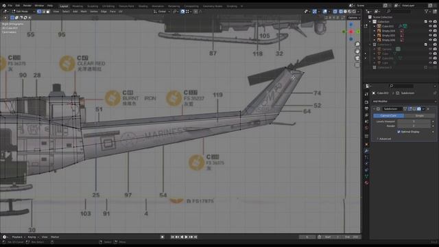 Blender 3.1 : How To 3D Modelling UH-1N Twin Huey Part-1 : Modelling Fuselage (Timelapse)