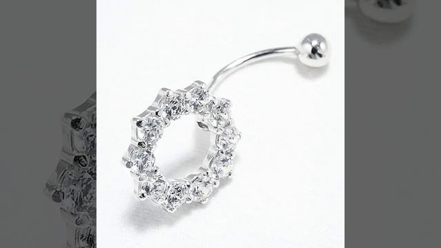 Пирсинг в пупок из серебра с фианитами