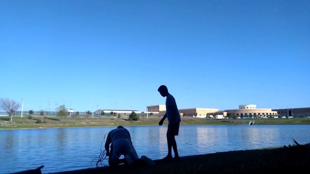 2023-03-25 Shopping Cart In A Pond Behind Lebanon Trail High School - Frisco Community Service 😃