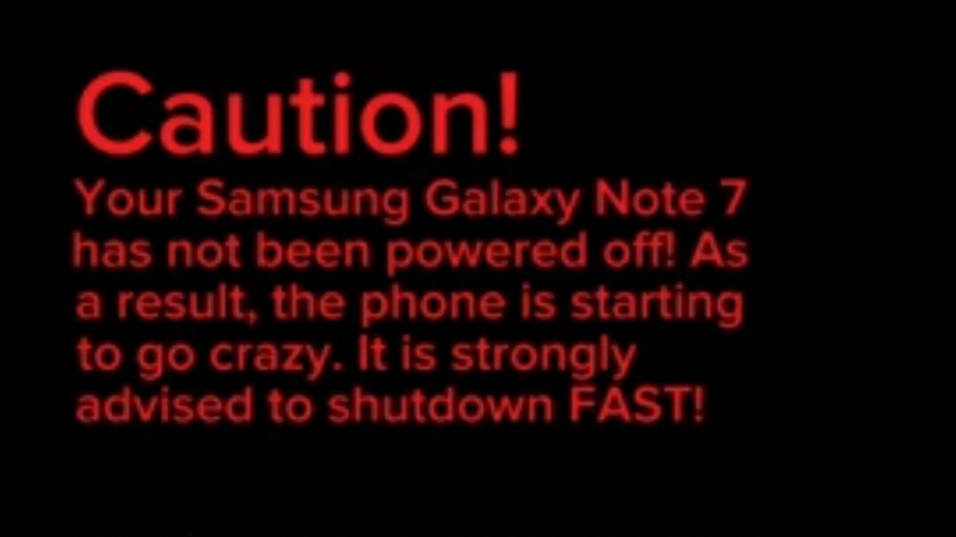 Экран Samsung Galaxy Note 7 при взрыве