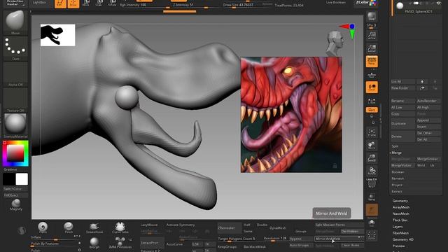 T Rex Blockout Part 1 - ZBrush Sculpting