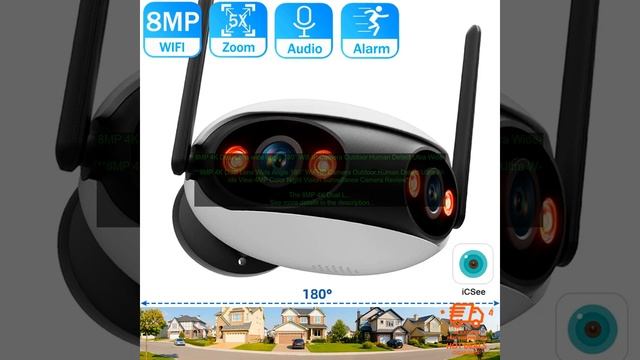 1005005786850505 8MP 4K Dual Lens Wide Angle 180° Wifi IP Camera Outdoor Human Detect U