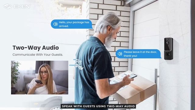 EKEN Wireless Doorbell Camera, Smart Video Doorbell Camera With Chime