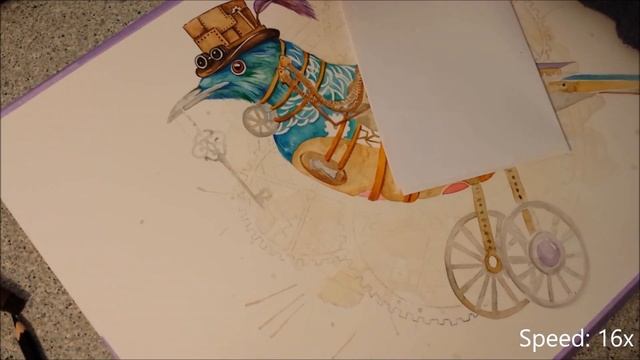 Ornate Tui Bird - Speed Painting By Fiona-Clarke.com