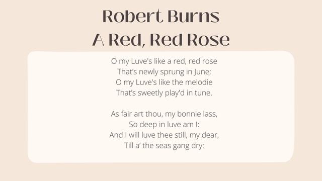 A Red Red Rose by Robert Burns - Poetry