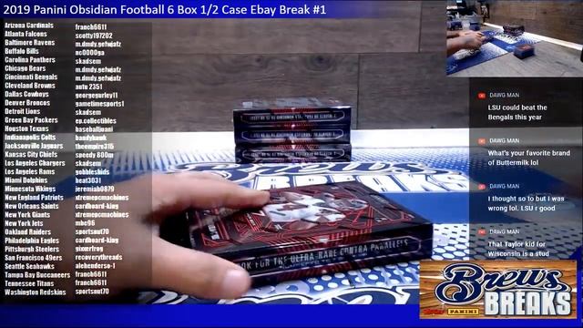 2019 Panini Obsidian Football 6 Box 1/2 Case Ebay Break #2