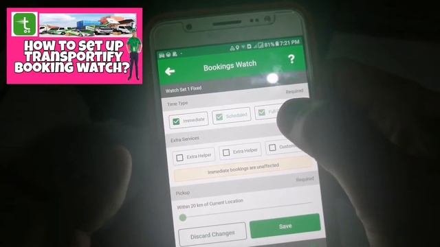 How To Set Up Transportify Booking Watch???