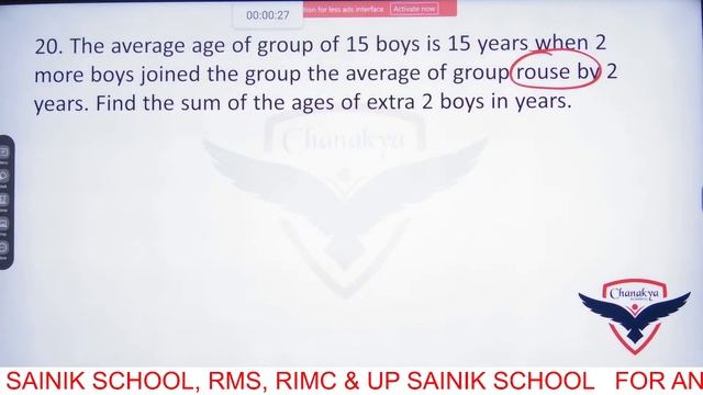 Sainik School Maths Average Word Problem Class 4 | Sainik School Online Coaching | RMS Coaching