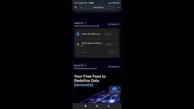 Дроп #StarryNift на #Binance Web3