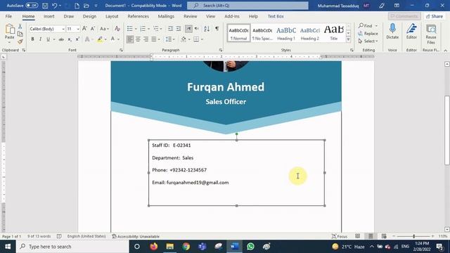 How To Insert QR In MS Word | Design Staff ID Card With QR Code In Word | Convert Word File Into PD