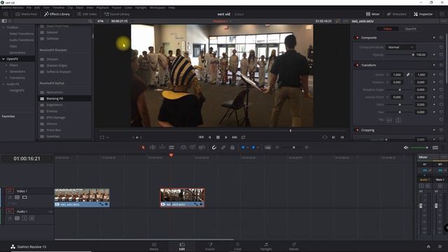 Background Blur And Blanking For Vertical Video | DaVinci Resolve 15 Tutorial