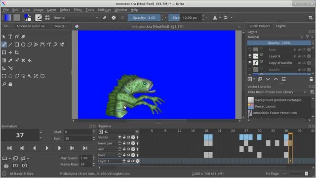 KRITA Animation | KDENLIVE Video Editing | Butterfly Moving Wings | Monster Biting