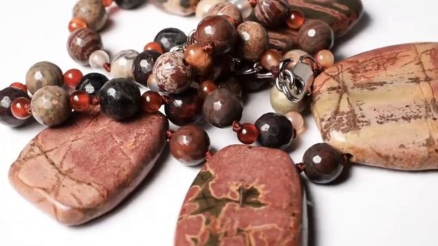 Яшма Мексиканская, колье, 165БСЯ