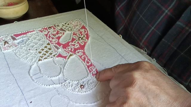 Вышиваю оклад на старинную икону. Богоматерь и Богомладенец. 25-03-25