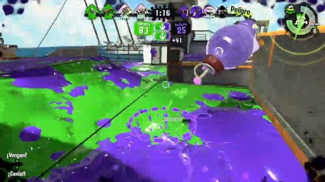 I threw a curling bomb above an obstacle, and I got a double splat.