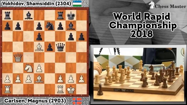 Magnus Carlsen VS Vokhidov Shamsiddin 16-year-old Master  Round 2  World Rapid Chess 2018