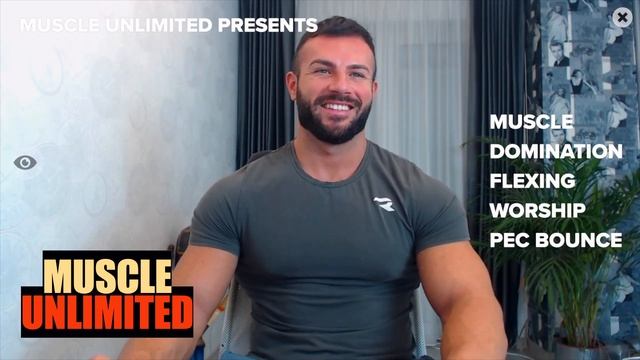 White Dominant Hunk Flexing Muscle and Bouncing Pecs