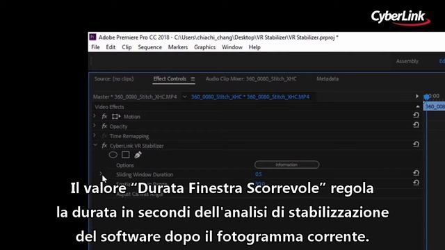 Usa CyberLink VR Stabilizer Con Adobe Premiere Pro E After Effects