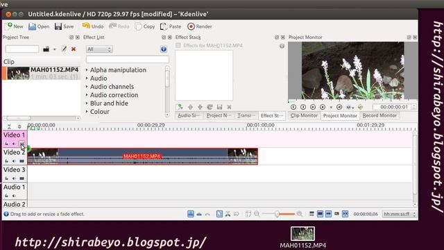 3. 動画編集ソフトウェア Kdenliveの使い方 タイムラインやカットについて(解像度1920×1080ドットフルHD動画編集対応) Linux/Ubuntu 12.04