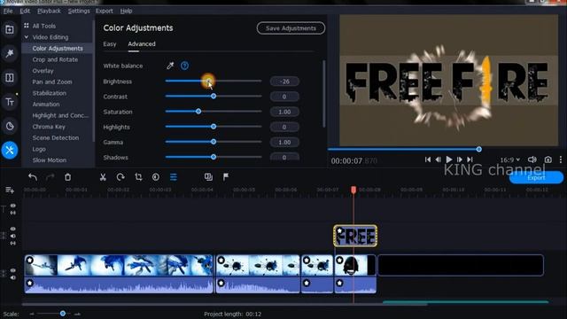 1 Part FREE FIRE INTRO CREATING In Movavi Editor Tutorial With (step By Step)