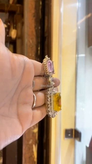 Designer Diamond Look Yellow Sapphire Crystal Cocktail Statement Fashion Trending Earrings