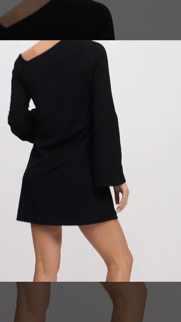 Платье-мини с асимметричным плечом (08-81BLK)
