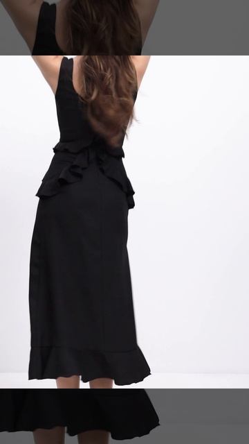 Платье с воланами (08-83BLK)