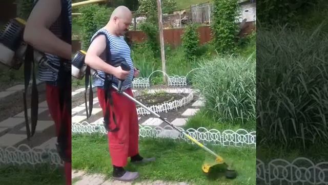 Павел Милютин косит траву)))