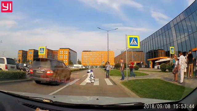 Глазами регистратора. Выпуск 3. Робот пересекает проезжую часть.