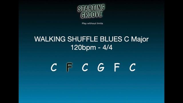 BACKING TRACK WALKING SHUFFLE BLUES NO PIANO/KEYBOARDS C Major 120bpm