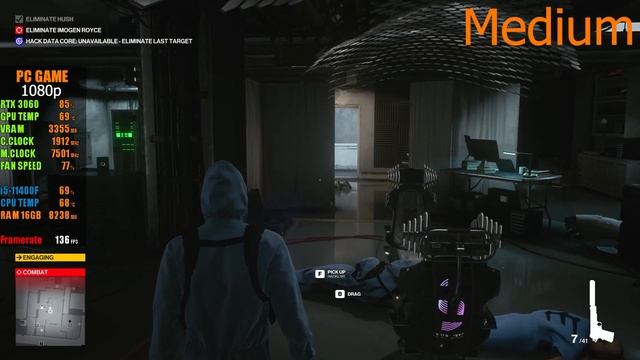 Hitman 3 \ RTX 3060 12 GB \i5 11400f \ 1080p