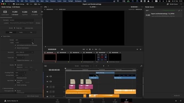 Export Und Rendersettings - Davinci Resolve 18