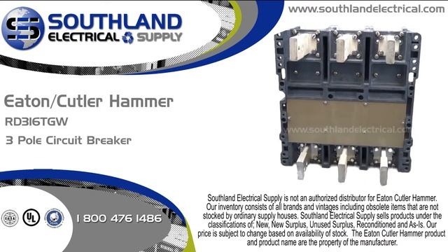 Cutler Hammer RD316TGW, 1600 Amp, 600 Volt, 3 Pole, 80% Frame Only, Insulated Case Breaker