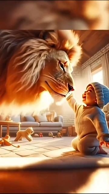 Лев и ребёнок