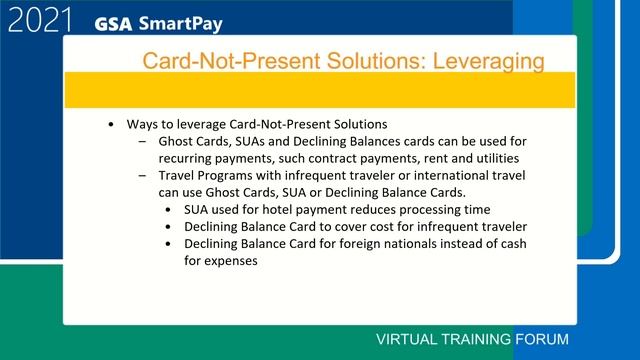 2021 GSA SmartPay Forum - GSA009 - Strategic Payment Solutions