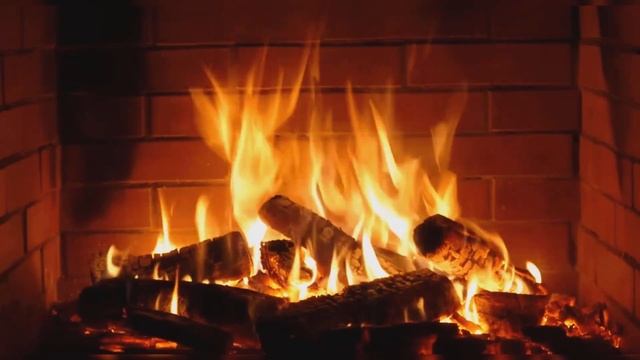 Звуки горящего камина и потрескивания огня, сон.Relaxing Fireplace With Burning Logs And Crackling