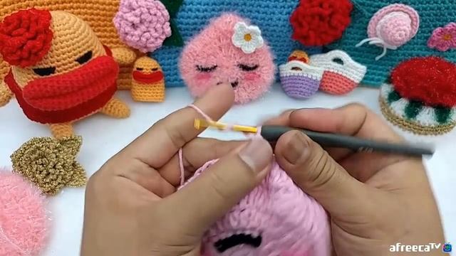 카카오 프렌즈 어피치 코바늘 호빵 수세미 3편! Crochet Apeach Amigurumi!