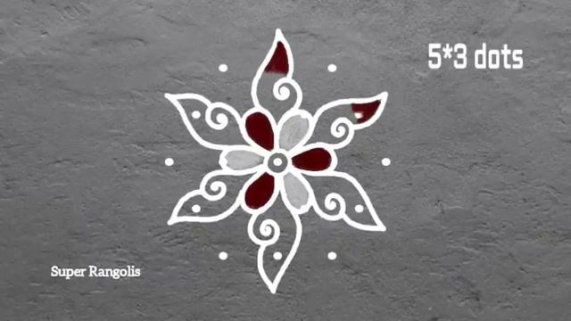 5 Dots Rangoli Kolam. Chukkala Muggulu 5*3 Dots. 5 Pulli Kolangal . Aadi Madham Special Rangoli