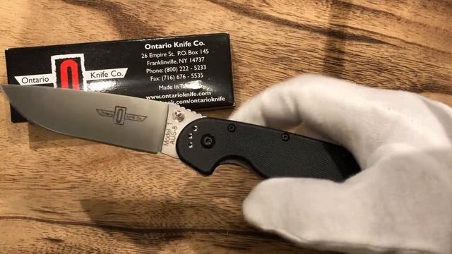 Ontario RAT 1 Folder Silver Plain Black Handle (8848SP)