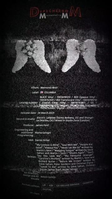 • DEPECHE MODE • 24 MARCH 2023 • Memento Mori

Https://www.depmode.com/Depeche_Mode_Memento_Mori.php