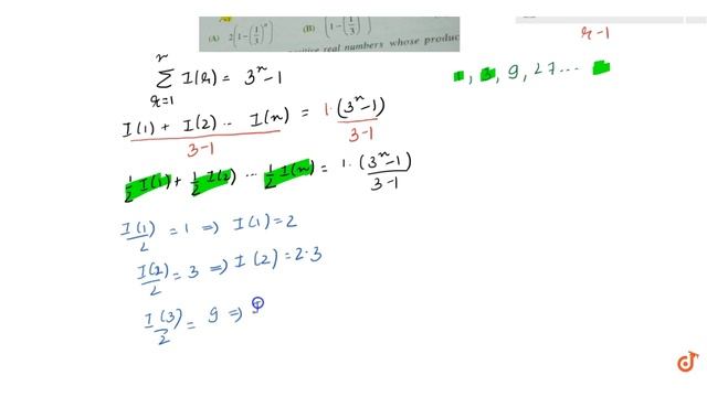 If `sumI(r)=(3^n-1)`, Then `sum(1/(I(r)))` Is Equal To