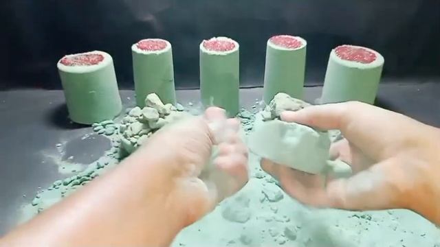 Green Baking Soda Shapes With Red Glitter #asmr