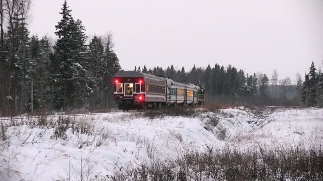Тепловоз ТЭМ18+дизель-поезд ДР1А+путемер 2 / Locomotive+DMU+track Measurement Car 2