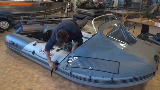 Установка носового тента с  таргой на лодку ПВХ
