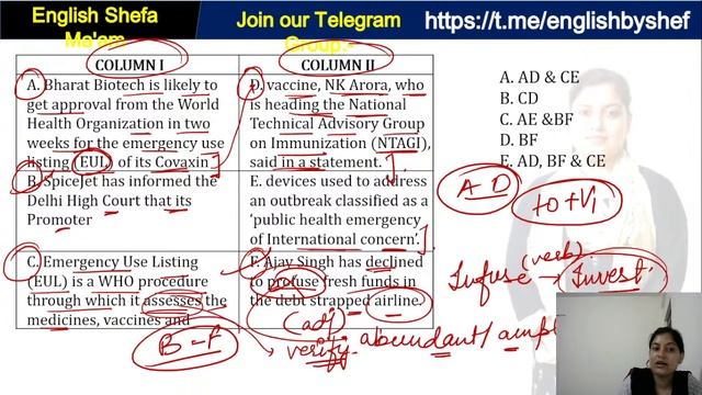 SBI Clerk Mains 2022 Important Questions on Match the Columns and Inference Based By Shefa Maam