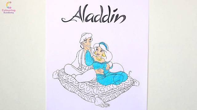 How To Colour Aladdin And Princess Jasmine | Disney Drawing | ALADDIN | JASMINE