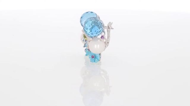 Серьги из белого золота с миксом из полудрагоценными камнями и бриллиантами, арт. 11-E30071D-1